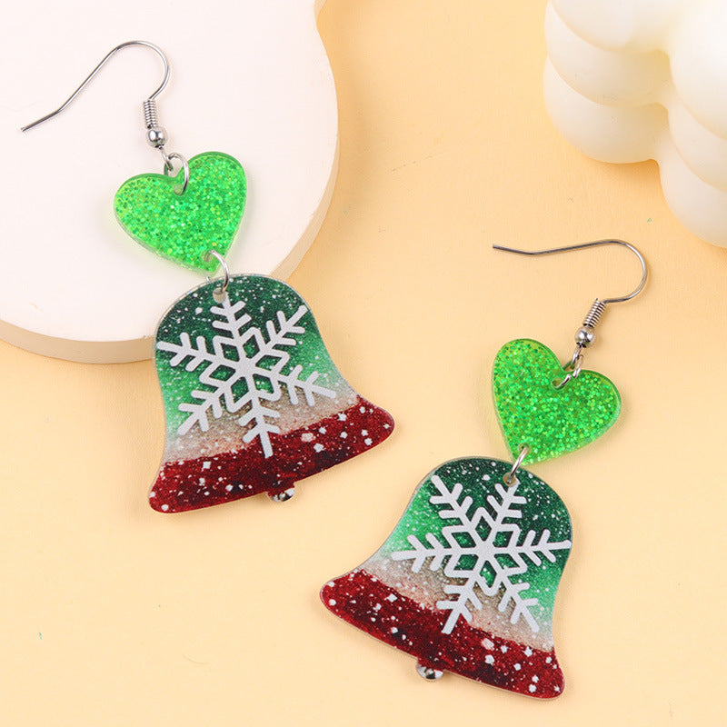 Wholesale  Christmas Earrings Cartoon Contrasting Color Snowman Bell Acrylic Earrings